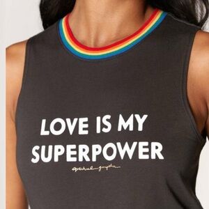 Spiritual Gangster “Love Is My Superpower” Tank Vintage Black 🩶🌈 Women’s XS